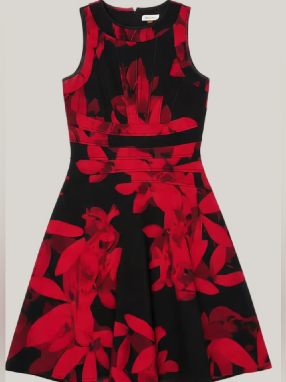 Calvin Klein Black Dress with Red Floral Print
